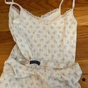 brandy melville teddy bear cami and shorts sleep set